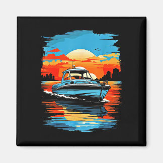 Motor boat yacht cruise summer boating  magnet