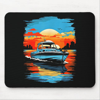 Motor boat yacht cruise summer boating  mouse pad