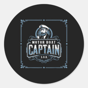 Motor Boatin Captain Funny Boating Lake Classic Round Sticker