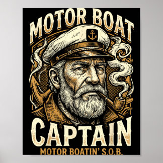 Motor boatin sob motor boat captain pontoon lake poster