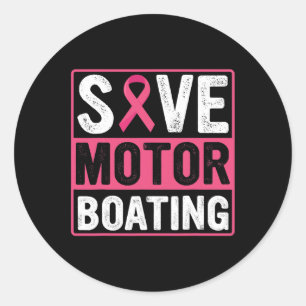 Motor Boating Breast Cancer Pink Ribbon Classic Round Sticker