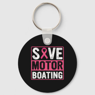 Motor Boating Breast Cancer Pink Ribbon Key Ring