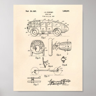 Motor Car 1927 Patent Art Old Peper Poster