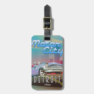 Motor City Detroit Michigan travel poster. Luggage Tag