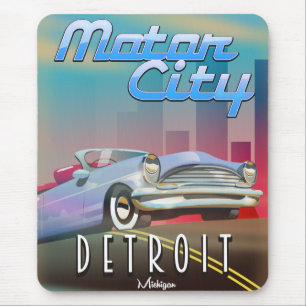Motor City Detroit Michigan travel poster. Mouse Pad