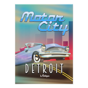 Motor City Detroit Michigan travel poster. Photo Print