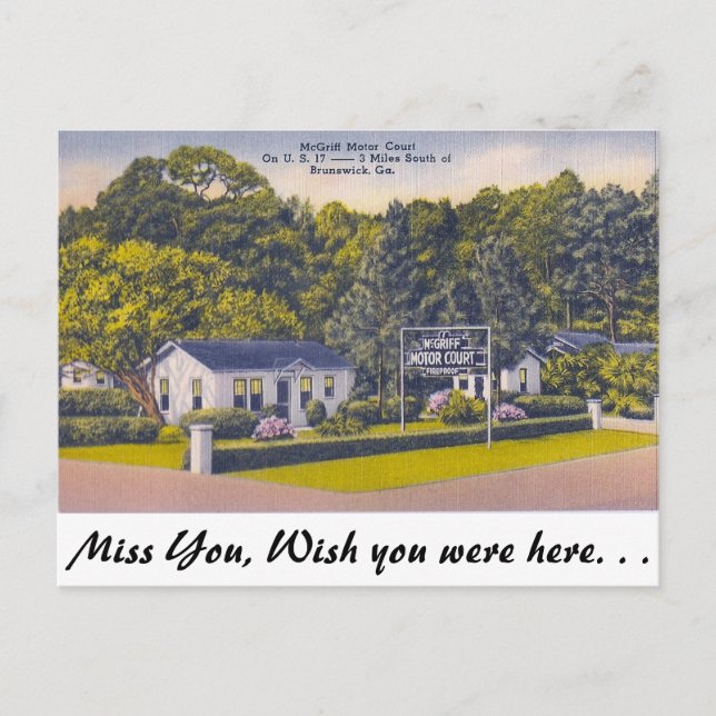Motor Court, Brunswick, Georgia Postcard (Front)
