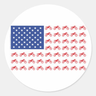 Motor-Cycle-Flag-Moto-Cross Classic Round Sticker