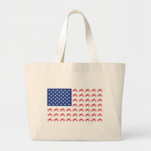Motor-Cycle-Flag-Moto-Cross Large Tote Bag