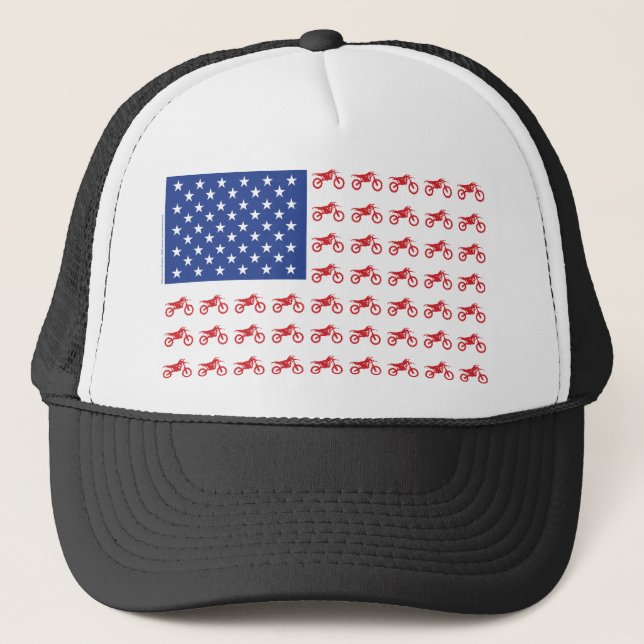 Motor-Cycle-Flag-Moto-Cross Trucker Hat (Front)
