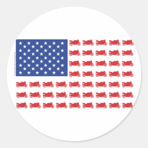 Motor-Cycle-Flag-Sport Classic Round Sticker