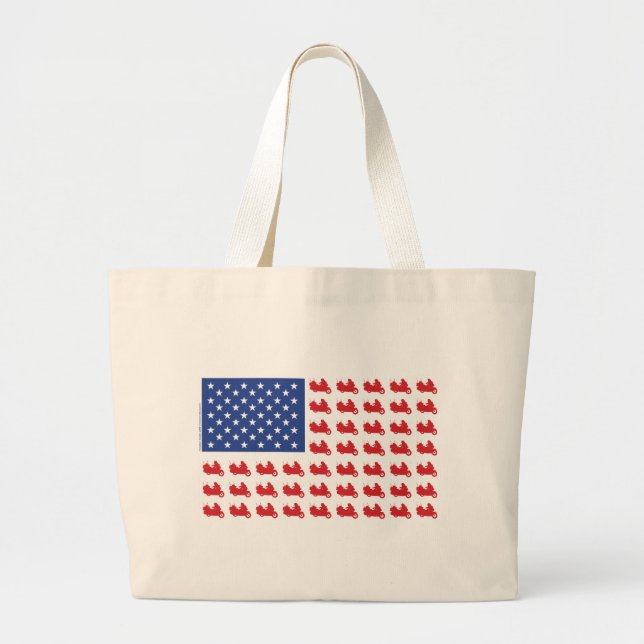 Motor-Cycle-Flag-WING Large Tote Bag (Front)