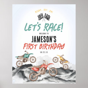 Motor Dirt Bike Boy Birthday Party Welcome Sign