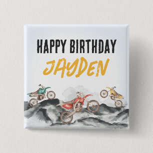 Motor Dirt Bike Fast One 1st birthday party 15 Cm Square Badge