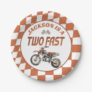 Motor Dirt Bike Two Fast 2nd Birthday Party Paper Plate