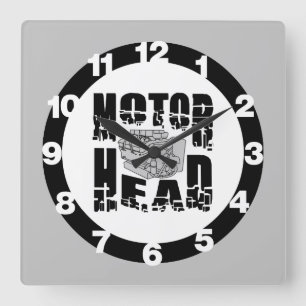 Motor Head Engine Square Wall Clock