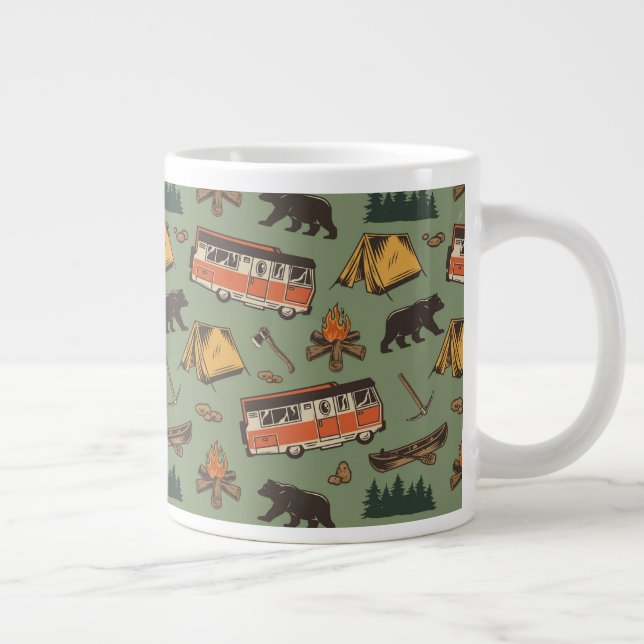 Motor Home Camp Adventures Pattern Large Coffee Mug (Right)