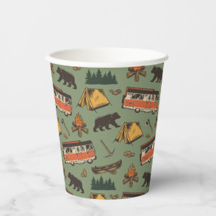 Motor Home Camp Adventures Pattern Paper Cups