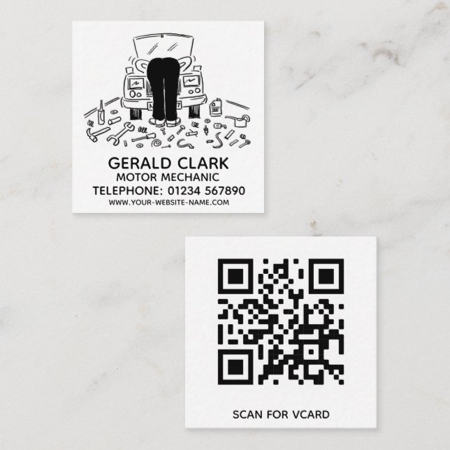 Motor Mechanic Square Business Card (Front/Back)