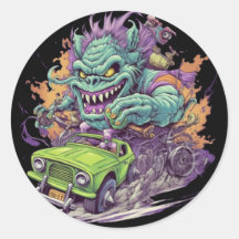 MOTOR MONSTER Round Sticker