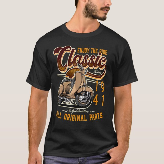 Motor Scooter Classic Moped Rider Birthday 1941 T-Shirt (Front)