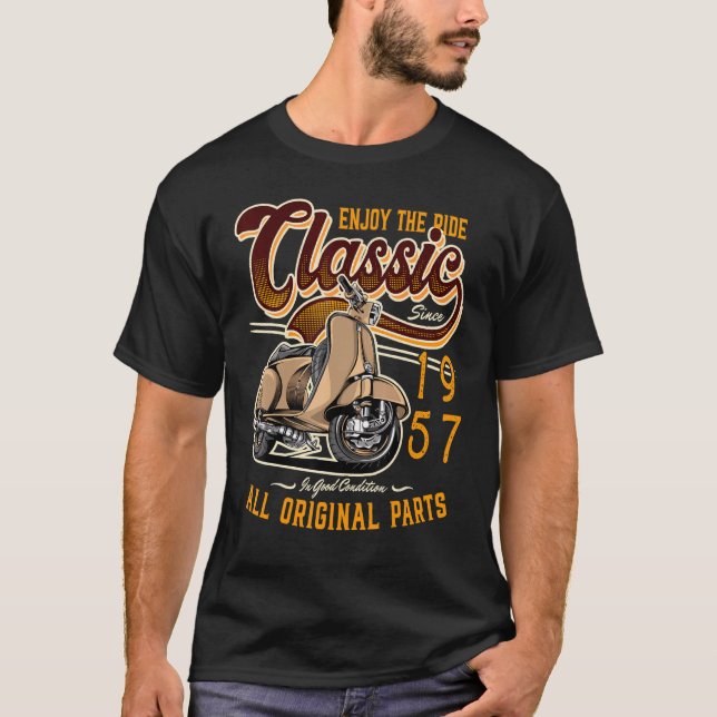 Motor Scooter Classic Moped Rider Birthday 1957 T-Shirt (Front)