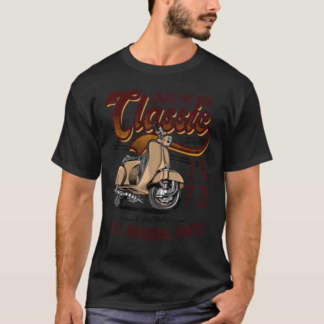 Motor Scooter Classic Moped Rider Birthday 1973 T-Shirt (Front)