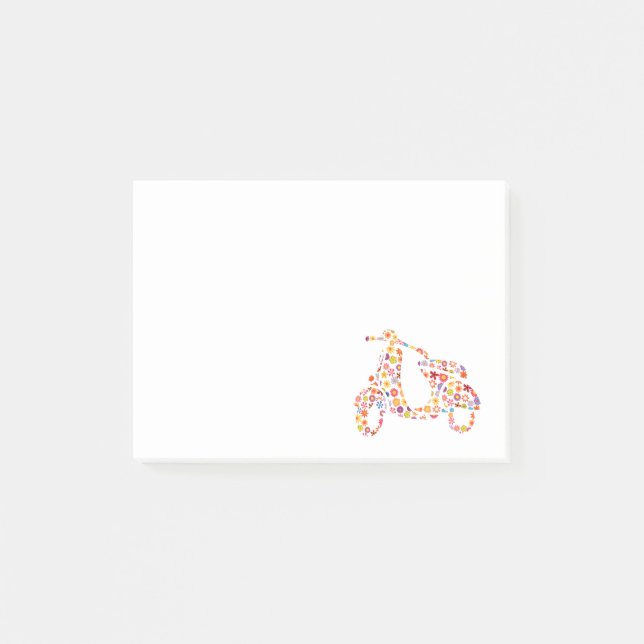 Motor Scooter Flower Pattern Post-it Notes (Front)