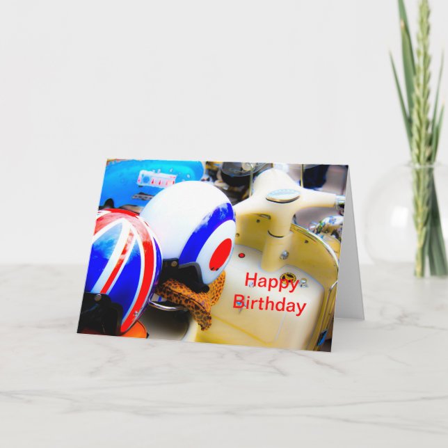 Motor Scooter Helmets Happy Birthday Card (Front)
