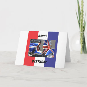 Motor Scooter Union Jack Design Card