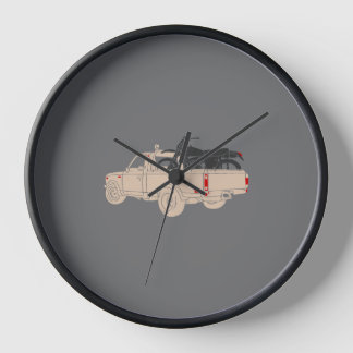 motor trail on the back of an open truck clock