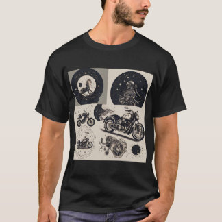 Motorbike and Constellation Illustration Original  T-Shirt