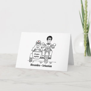 Motorbike and Sidecar Wedding Anniversary Card