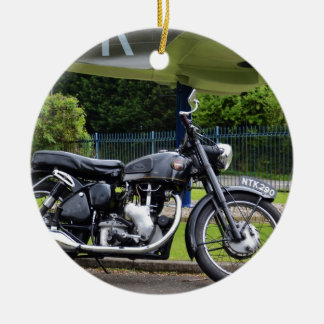 Motorbike And Spitfire Ceramic Tree Decoration
