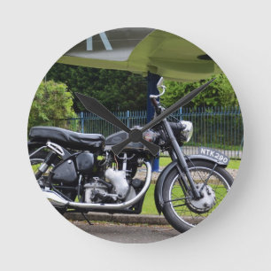 Motorbike And Spitfire Round Clock
