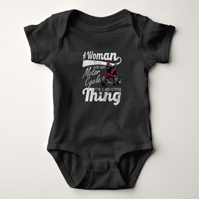 Motorbike Biker Chopper Baby Bodysuit (Front)