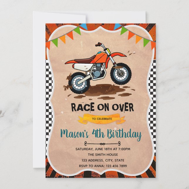 Motorbike birthday invitation (Front)