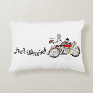Motorbike Bride and Groom Wedding Accent Pillow