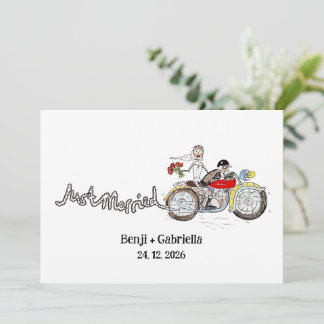 Motorbike Bride and Groom Wedding Evening Invitation