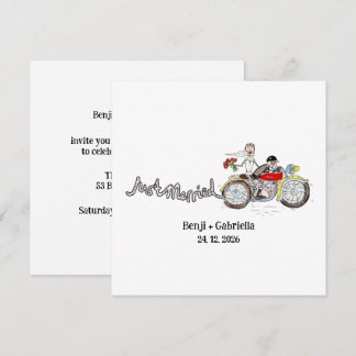 Motorbike Bride and Groom Wedding Evening Invitation