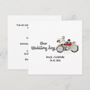 Motorbike Bride and Groom Wedding Invitation