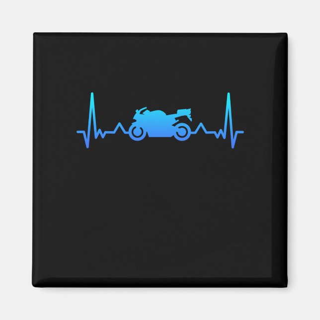 Motorbike Heartbeat Biking Gift for Biker Dad Mum Magnet (Front)