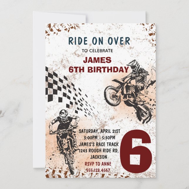 Motorbike Invitation Dirt Bike Party Invitation (Front)