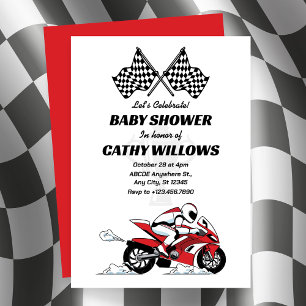 Motorbike racer baby shower Invitation