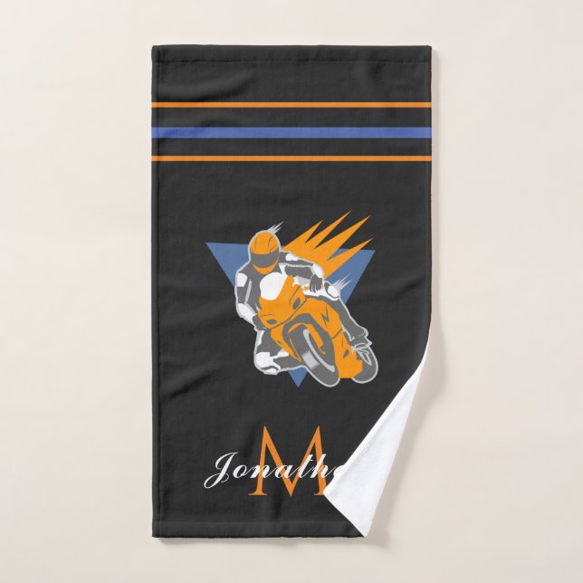 Motorbike Rider Extreme Motorcross Custom Name Hand Towel (Hand Towel)