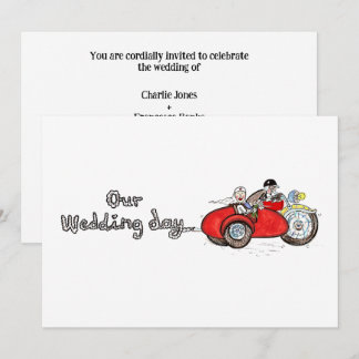 Motorbike & Sidecar Wedding  Invitation