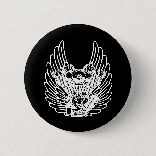 Motorbiker sign 6 cm round badge (Front)