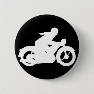 Motorbiker Silhouette Sign 6 Cm Round Badge
