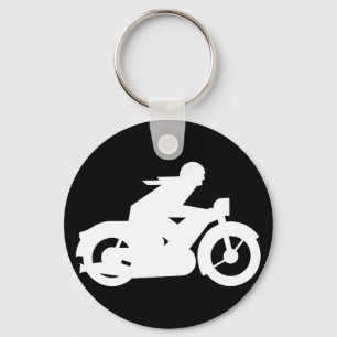 Motorbiker Silhouette Sign Key Ring