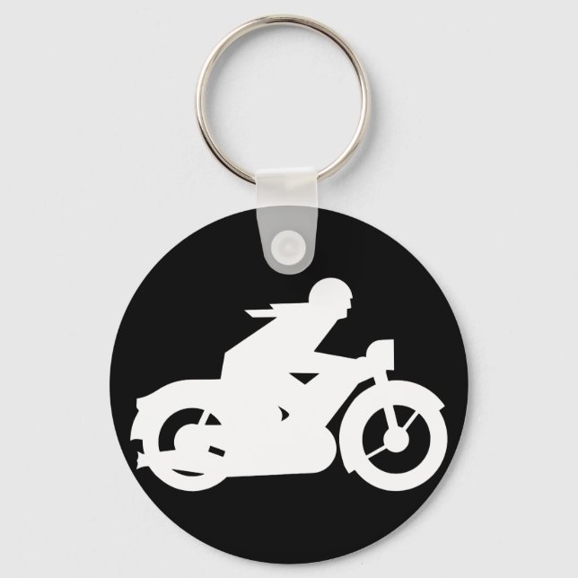 Motorbiker Silhouette Sign Key Ring (Front)